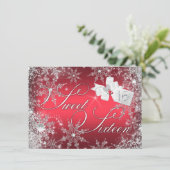 赤かわいらしスノーフレークスウィート16招待状 招待状 (スタンド正面)