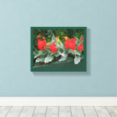 赤かわいらしチューリップカラフル明るいスタイリッシュフローラ キャンバスプリント (インサイチュ (ウッドフロア))