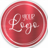 赤かわいらしバラグラデーション箔ホワイトロゴ シール (正面)