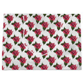 赤かわいらしバラ模様 ラージペーパーバッグ (正面)