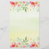 赤かわいらしピンクと青の水色の花 便箋 (正面)