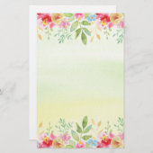 赤かわいらしピンクと青の水色の花 便箋 (正面/裏面)