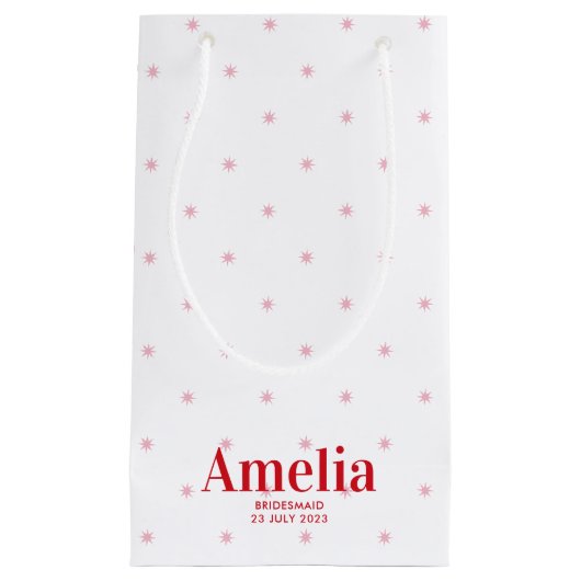 赤かわいらしピンクスターズ花嫁プロポーザル抱き枕 スモールペーパーバッグ (正面)
