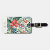 赤かわいらしポインセエレガントティア水色の花 ラゲッジタグ (正面横)