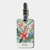 赤かわいらしポインセエレガントティア水色の花 ラゲッジタグ (正面縦)