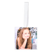 赤かわいらしポインセチア写真テンプレート キューブオーナメント (正面)