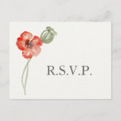 赤かわいらしポピーモダンズフローラ結婚式 インビテーションポストカード (正面)