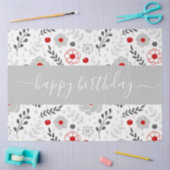 赤かわいらしモダンと灰色の花の誕生日 薄葉紙 (クラフト)