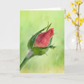 赤かわいらしローズバドフローラアートノートカード カード (黄色い花)