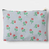赤かわいらしローズパターンパステルブルーパーソナライズされた アクセサリーポーチ (裏面)