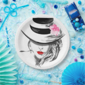 赤かわいらし唇紙プレート ペーパープレート (パーティー)