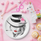 赤かわいらし唇紙プレート ペーパープレート (パーティー)