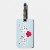 赤かわいらし平和ハートを保持する2つの白い鳩 ラゲッジタグ (裏面縦)
