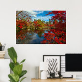 赤かわいらし木の庭日本のの写真 ポスター (ホームオフィス)