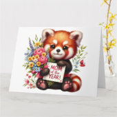 赤かわいらし熊マザーズのデイカード カード (黄色い花)