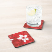 赤かわいらし熱帯花模様飲料セット コースター (右側)