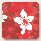 赤かわいらし熱帯花模様飲料セット コースター (正面)