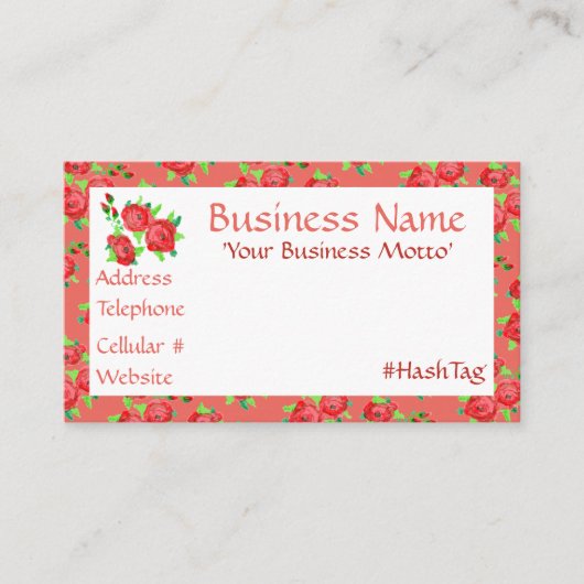 赤かわいらし珊瑚花の名刺 割引カード (正面)