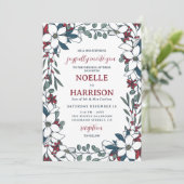 赤かわいらし白フローラフォーマルクリスマス結婚ズ 招待状 (スタンド正面)