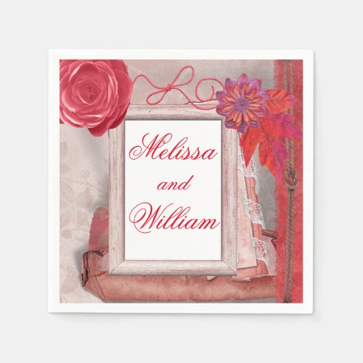 赤かわいらし素朴 スタンダードカクテルナプキン (正面)