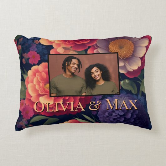 赤かわいらし紫色の花フローラ写真テンプレート アクセントクッション (正面)