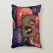 赤かわいらし紫色の花フローラ写真テンプレート アクセントクッション (正面(垂直))