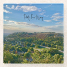 赤かわいらし翼ガラスコースター