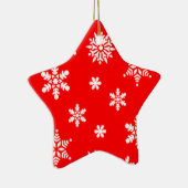 赤かわいらし背景の休日の雪 セラミックオーナメント (右)