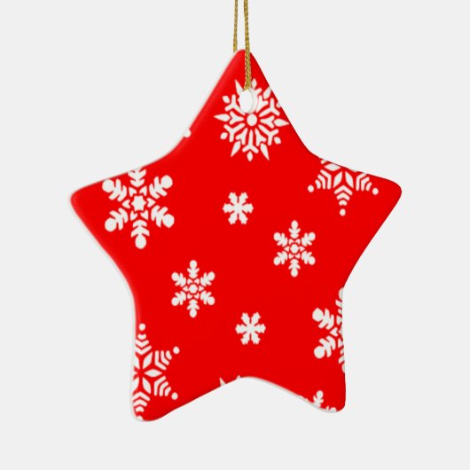 赤かわいらし背景の休日の雪 セラミックオーナメント (右)