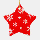 赤かわいらし背景の休日の雪 セラミックオーナメント (正面)