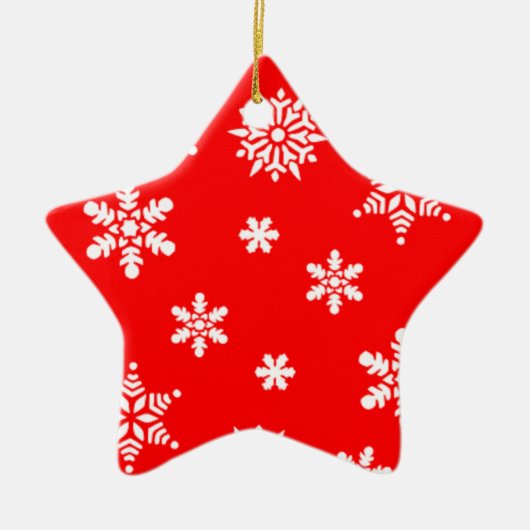 赤かわいらし背景の休日の雪 セラミックオーナメント (正面)