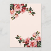 赤かわいらし色のバラ結婚の花 エンクロージャーカード (裏面)