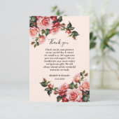 赤かわいらし色のバラ結婚の花 サンキューカード (スタンド正面)