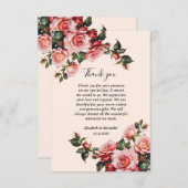 赤かわいらし色のバラ結婚の花 サンキューカード (正面/裏面)