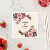 赤かわいらし色のバラ結婚の花 スタンダードカクテルナプキン (インサイチュ)