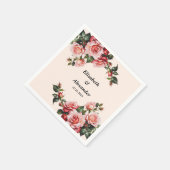 赤かわいらし色のバラ結婚の花 スタンダードカクテルナプキン (角)