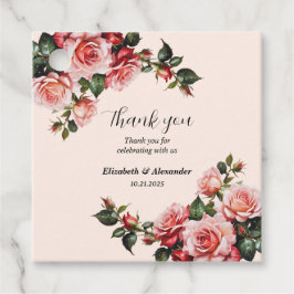 赤かわいらし色のバラ結婚の花 フェイバータグ