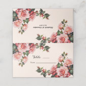 赤かわいらし色のバラ結婚の花 プレイスカード (外部開封)