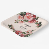 赤かわいらし色のバラ結婚の花 ペーパープレート (傾斜あり)