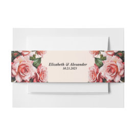 赤かわいらし色のバラ結婚の花 招待状ベリーバンド