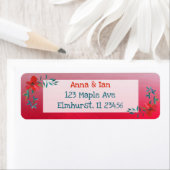 赤かわいらし花と青差出人住所ラベル ラベル (インサイチュ)