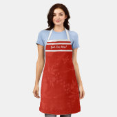 赤かわいらし花柄 エプロン (着用した状態)