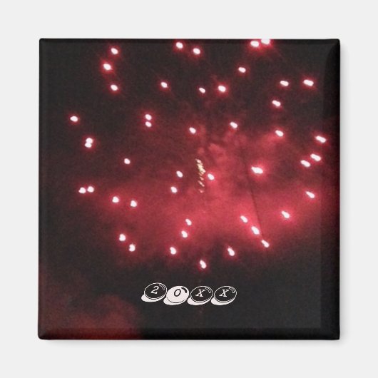 赤かわいらし花火の夜空カスタムの年磁石 マグネット (正面)