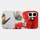 赤かわいらし花蝶 Case-Mate iPhoneケース (裏面 (横))