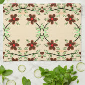 赤かわいらし茶ファンシーの入ったタオル キッチンタオル (折り畳み)