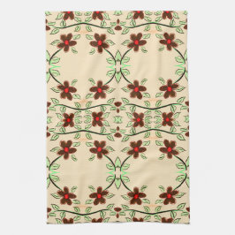 赤かわいらし茶ファンシーの入ったタオル キッチンタオル