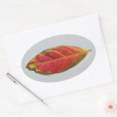 赤かわいらし葉楕円シール，シール，ラベル 楕円形シール (封筒)