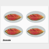 赤かわいらし葉楕円シール，シール，ラベル 楕円形シール (シート)