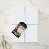 赤かわいらし蝶ブラックレースバチェロレッテ ギフトタグ (より糸付き)