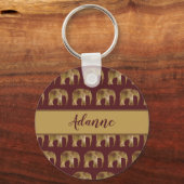 赤かわいらし象と金ゴールド象 キーホルダー (正面)